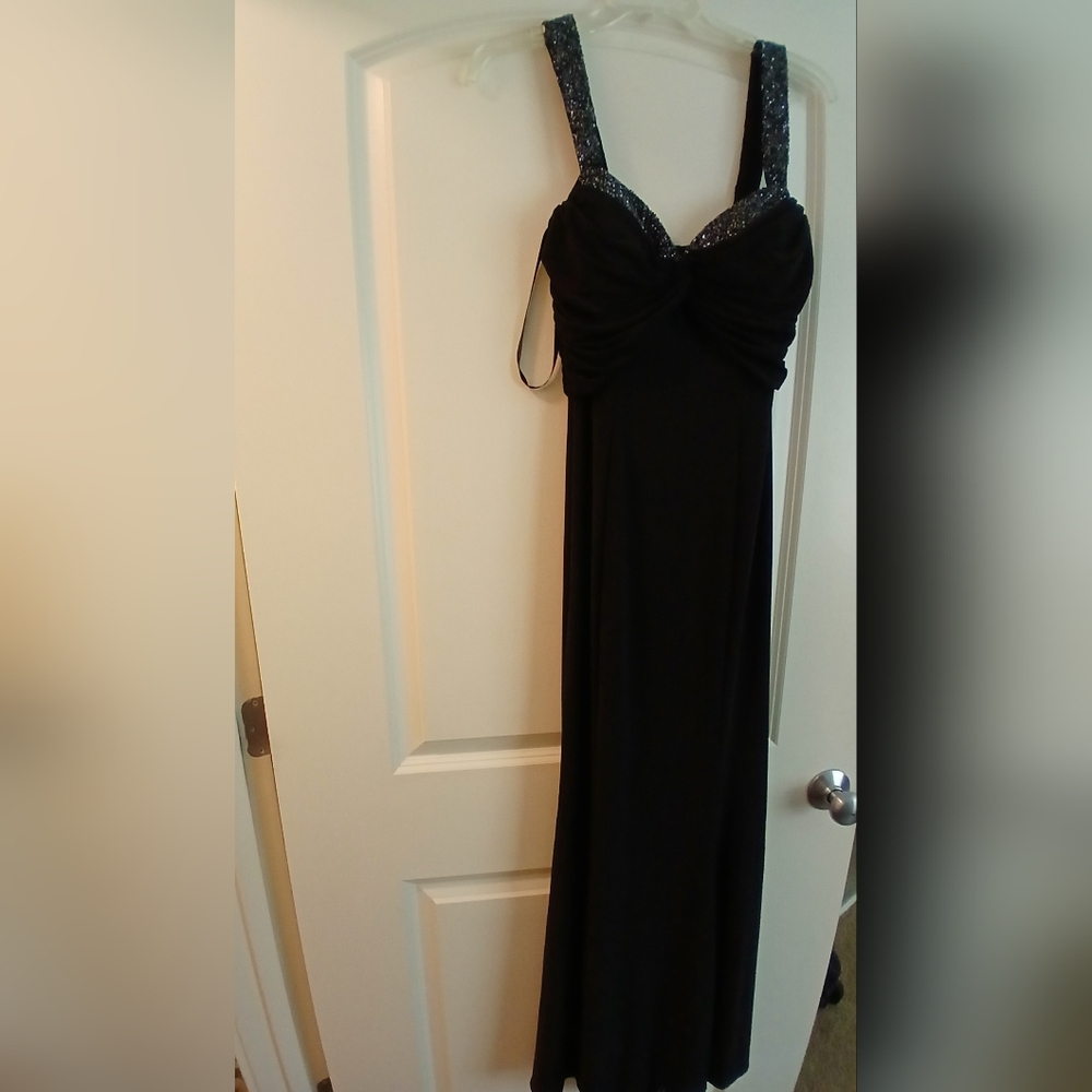 Niki Livas Black Sequined Strap Gown- Size 4
